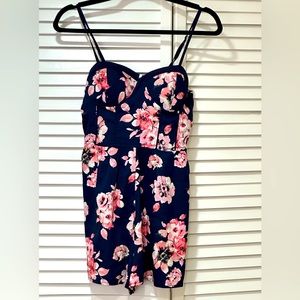 Navy flower romper